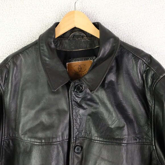 Ciro Citterio Leather Jacket Mens Extra Large Black Button Up Lined Vintage 80s - Picture 2 of 9